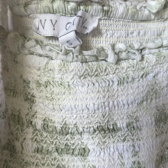 Valencia Dress White and Green Ivy City Dress 100% Cotton Spring - Picture 6 of 6